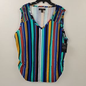 Goddess Multi Color Striped  Sleeveless Tank Top